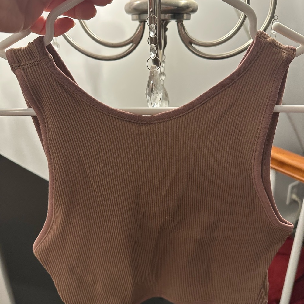 Garage Brown Ribbed Twist-Front Tank Top - Picture 5 of 6